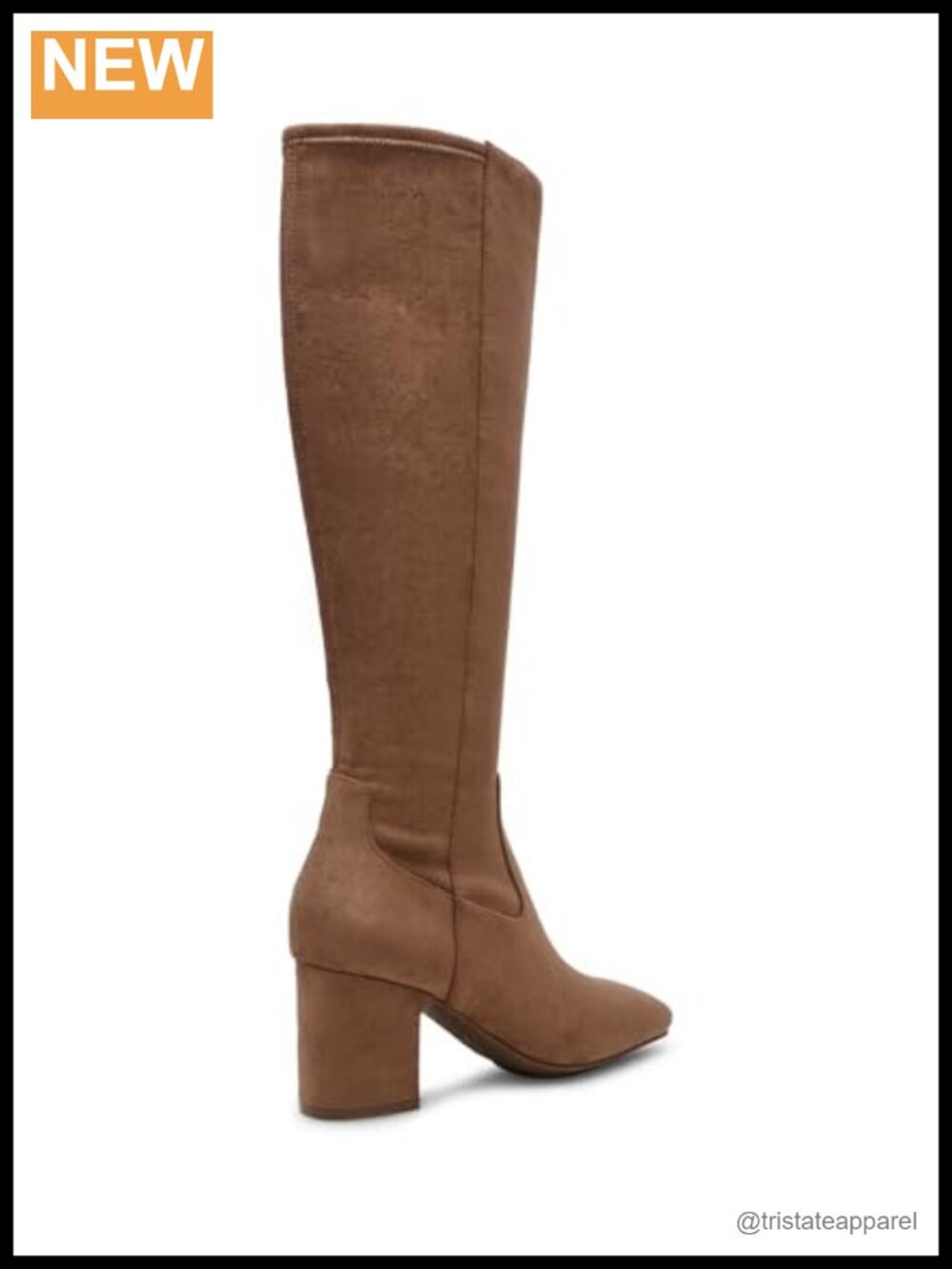 Knee High Boots: Faux Suede Block Heel, Zip - Picture 5 of 6